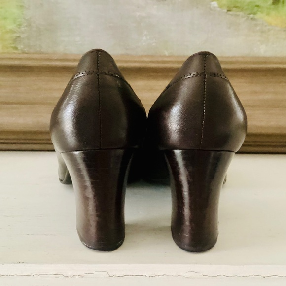 Vtg Etienne Aigner E-Ysabel Brown Square Tow leather pumps women’s 10M Brazil - Picture 7 of 16